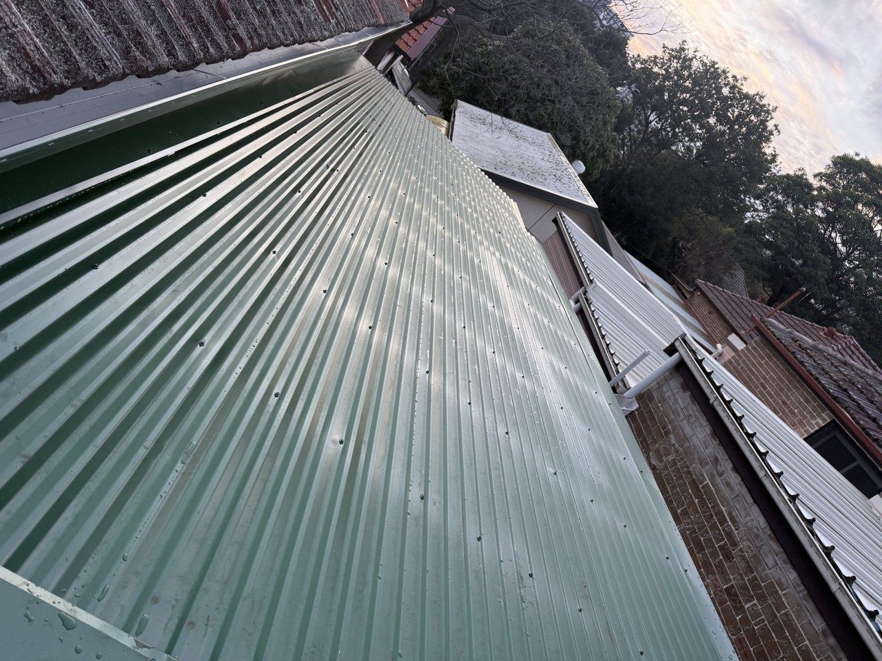 Green Colorbond roof close-up