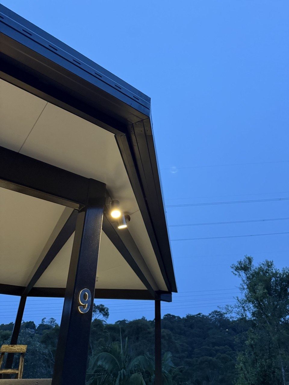 New garage with square line gutter